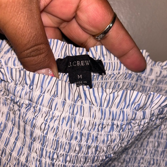 J. Crew dress - 100% cotton smocked top peasant style midi length white striped - Picture 4 of 11